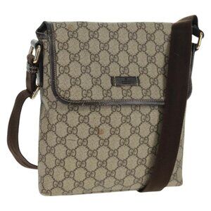 Authentic GUCCI GG Supreme Shoulder Bag PVC Beige Gold 223666